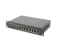 DIGITUS Gigabit Ethernet Network Switch - 10 inch - 8 ports - Unmanaged - Backplane 16 Gbps - Auto MDI/MDI-X - Black