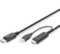Digitus active HDMI adapter cable - HDMI to DisplayPort - 2m - UHD 4k30Hz - HDM