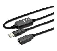 DIGITUS Active USB 2.0 extension cable - Repeater cable - USB A male to female - 10 m - 480 Mbit/s - Plug & Play - Power supply via USB - Black