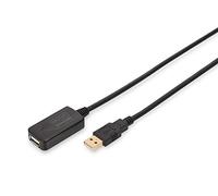 DIGITUS Active USB 2.0 extension cable - Repeater cable - USB A male to USB A female - 5 m - 480 Mbit/s - Plug & Play - Power supply via USB - Black