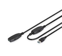 DIGITUS Active USB 3.0 extension cable - Repeater cable - USB A male to USB A female - 15m - 5 Gbit/s - Plug & Play - Hotswap - LED function indicator - black