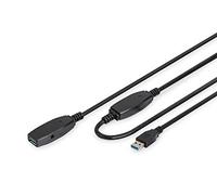 DIGITUS Active USB 3.0 extension cable - Repeater cable - USB A male to USB A female - 20m - 5 Gbit/s - Plug & Play - Hotswap - LED function indicator - black