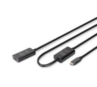 DIGITUS Active USB 3.2 Gen 1 extension cable - 10 m - USB-C plug to socket - Repeater cable with plug & play - Up to 5 Gbit/s - Power supply via Type-C - Black