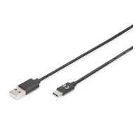 Digitus AK-300154-018-S USB cable USB 2.0 USB-C® to USB-A 1.80 m Black