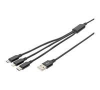 Digitus Lightning Cable - Usb/Micro-Usb Type B/Lightning/Usb-C - 1 M Brown