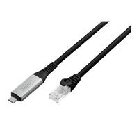 Digitus USB to Ethernet Cable - Type-C to RJ45 - USB-C 3.2 Gen1 - 1 Gbit/s - 2 m - LSZH - CAT 6A S/FTP - AWG 26 - Plug & Play - Black