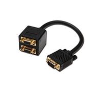 DIGITUS AK-310400-002-S 0.20m HD15 Male - 2x HD15 Female VGA Monitor Y Splitter Cable - Black