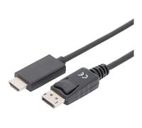 DIGITUS Displayport Adaptor Cable DP - HDMI Type A Male/Male 1.0 m w/Lock DP 1.2