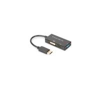 DIGITUS DisplayPort Graphics Adapter DP to DVI-D + HDMI + VGA 4K Ultra HD 30Hz Black