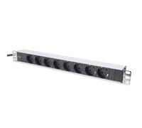 Digitus aluminum outlet strip, 8 safety outlets, 2 m supply safety plu