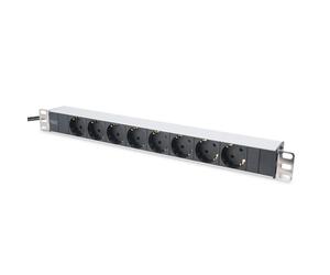 Digitus aluminum outlet strip, 8 safety outlets, 2 m supply safety plug