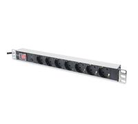 Digitus aluminum outlet strip with overload protection, 7 safety outlets, 2 m su