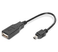 DIGITUS Assmann Electronic USB 2.0 OTG 0.2m - Adapter Cable (USB Mini B, OTG, Male/Female, Black, UL)