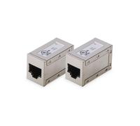 Digitus at-AG 8/8 C6S - RJ45 Coupler Cat 6 - Pack of 2 - LAN Cable Extension - Cat6 Network Cable Connector - PoE Compatible - Modular Coupling - For Switch, DSL, Modem, Router, PC - Silver