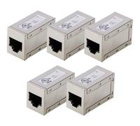 DIGITUS at-AG 8/8 C6S - RJ45 Coupler Cat 6 - Pack of 5 - LAN Cable Extension - Cat6 Network Cable Connector - PoE Compatible - Modular Coupling - For Switch, DSL, Modem, Router, PC - Silver