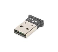 DIGITUS Bluetooth 5.0 USB Adapter - For PC & Notebook - Over 3 Connections Simultaneously - Range up to 20 m - Backwards Compatible - Plug and Play, DN-30211, Black