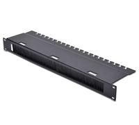 DIGITUS Cable Entry with Brush Strip & Cable Trap - 1U - 19 Inch - Network Enclosure - Patch Cable - Black