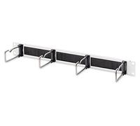 DIGITUS cable management panel with feed-through - 1U - 4 cable management brackets 40 x 75 mm - 19-inch - For network cabinets & network cables - Grey