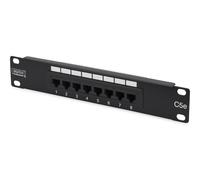 DIGITUS Cat 5e patch panel - 8 ports - RJ45 jacks - 10-inch rack mount 1 rack unit - LSA distribution field - unshielded - black