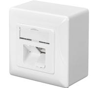 DIGITUS Cat-6 connection box - 2 RJ45 ports - surface-mounted network box - horizontal feed - design-compatible - pure white