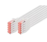 Digitus LAN Cable Cat 6-0.25m - 10 Pack - RJ45 Network Cable - S/FTP Shielded - 1 Gbps - Compatible with Cat6A and Cat7 - Grey