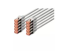 Digitus LAN Cable Cat6 2m - RJ45 S/FTP Shielded - Compatible with Cat6A & Cat7 - 10-pack Grey