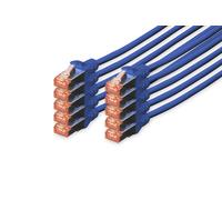 Digitus LAN Cable Cat 6-0.25m - 10 Pack - RJ45 Network Cable - S/FTP Shielded - Compatible with Cat6A & Cat7 - Blue