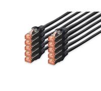 Digitus LAN Cable Cat 6-0.5m - 10 Pack - RJ45 Network Cable - S/FTP Shielded - Compatible with Cat6A & Cat7 - Black
