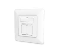 Digitus Network Outlet CAT 6A Class EA – Shielded, 2-port RJ45, 10 Gbps, PoE, White