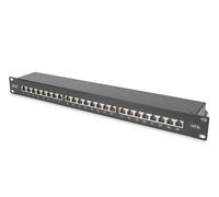DIGITUS patch panel - 19-inch - Cat-6A - 24-port RJ45 - shielded - LSA patch field - 1U rack mounting - black