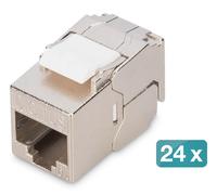 DIGITUS Keystone Module Cat-6A Shielded - 24 pieces - Compact version - RJ45 socket - 500 MHz 10GBase-T - AWG 26-22 - Design-compatible - With cable ties - Tool-free installation