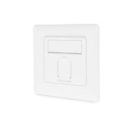 DIGITUS Cat-6A connection box - 1-port RJ45 - four-sided feed - flush-mounted network socket - 28 mm installation depth - design-compatible - pure white