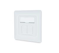 DIGITUS Cat-6A connection box - 2 RJ45 ports - four-sided feed - flush-mounted network box - 28 mm installation depth - design-compatible - pure white