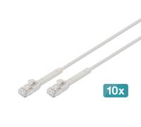 DIGITUS LAN Cable Cat 6A - 0.5 m - 10 pieces - 10 Gbps - flexible plug - slim version AWG 32-7 - RJ45 network cable - F-FTP - PoE+ - LSZH - compatible with Cat7, Cat6, Cat5e - grey
