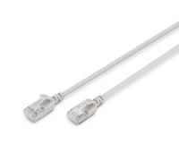 Digitus LAN cable Cat. 6A - 0.5m - slim version AWG 32/7 - 10 Gbit/s - RJ45 network cable - F/FTP - PoE+ - LSZH - Compatible with Cat. 7, Cat. 6, Cat. 5e - grey