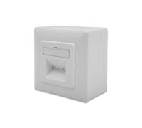 DIGITUS Cat-6A junction box - 2 port RJ45 - surface-mounted network socket - vertical supply - design-ready - pure white