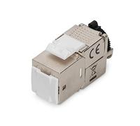 DIGITUS Cat 6A Keystone Module, Shielded, Tool-Free Assembly, 10 Gbit/s, 500 MHz, RJ45 Socket, Gray, ON/OFF Switch, Manual, 8 Positions