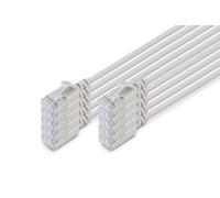 Digitus Cat 6A LAN cable - 0.5 m - 10 pieces - Slim - F/FTP - Grey | 10 Gbit/s - Shielded - PoE+ - AWG 32/7 - LSZH - RJ45 network cable - Compatible with Cat 6 and Cat 7