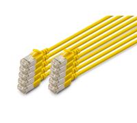 Digitus Cat 6A LAN cable - 0.5 m - 10 pieces - Slim - F/FTP - Yellow | 10 Gbit/s - Shielded - PoE+ - AWG 32/7 - LSZH - RJ45 network cable - Compatible with Cat 6 and Cat 7