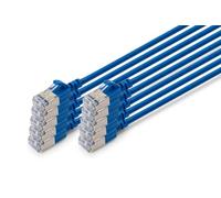Digitus Cat 6A LAN cable - 2 m - 10 pieces - Slim - F/FTP - Blue | 10 Gbit/s - Shielded - PoE+ - AWG 32/7 - LSZH - RJ45 network cable - Compatible with Cat 6 and Cat 7