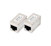 Digitus DN-93905 - RJ45 Coupler Cat 6A - Pack of 2 - LAN Cable Extension - Cat6A Network Cable Connector - PoE Compatible - Modular Coupling - For Switch, DSL, Modem, Router, PC - Silver