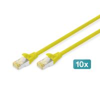 DIGITUS LAN cable Cat 6A - 1m - 10 pieces - RJ45 network cable - S / FTP shielded - Compatible with Cat-6 & Cat-7 - yellow