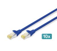 DIGITUS LAN Cable Cat 6A - 2m - 10 Pieces - RJ45 Network Cable - S/FTP Shielded - Compatible with Cat6 & Cat7 - Blue