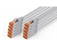 DIGITUS Cat 7 LAN cable - 0.5 m - 10 pieces - S/FTP shielded - Grey | Cat 6A plug - 10 Gbit/s - PoE++ - AWG 26/7 - LSZH - RJ45 network cable patch cable