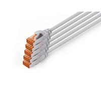 DIGITUS Cat 7 LAN cable - 10 m - 5 pieces - S/FTP shielded - Grey | Cat 6A plug - 10 Gbit/s - PoE++ - AWG 26/7 - LSZH - RJ45 network cable patch cable
