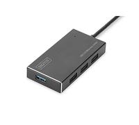 DIGITUS 4 Port USB Hub - Super Speed USB 3.0-5Gbps - Plug & Play - Aluminium Housing - Black