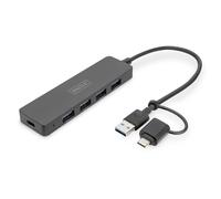 Digitus DA-70250-1 USB 3.0 hub 3+1 ports silver with built-in Ethe...