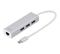 Digitus DA-70255 USB hub 3+1 ports Ethernet port Silver