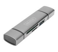 Digitus DA-70886 External memory card reader hub USB type A C Grey