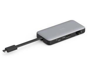 DIGITUS DA-70916 - USB-C Travel Docking Station - 7-Ports - 1x HDMI UltraHD 4k/60Hz - 2x USB-A 3.2 Gen1-1x USB-C 100W PD 3.0-1x RJ45 - Dual Card Reader - Gray